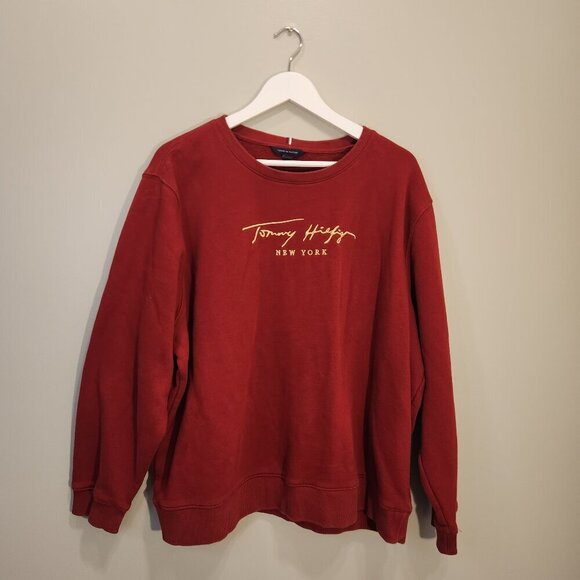 Tommy Hilfiger Vintage Signature Sweatshirt Retro Red - Size XXL - Picture 1 of 8